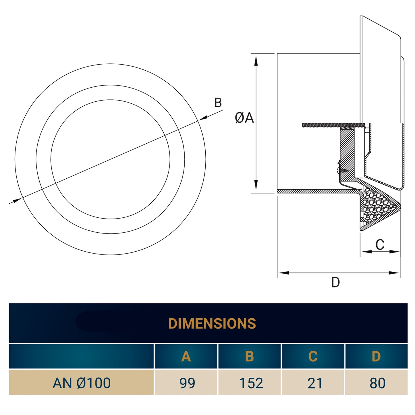 White ABS Extract Ceiling Valve 100mm