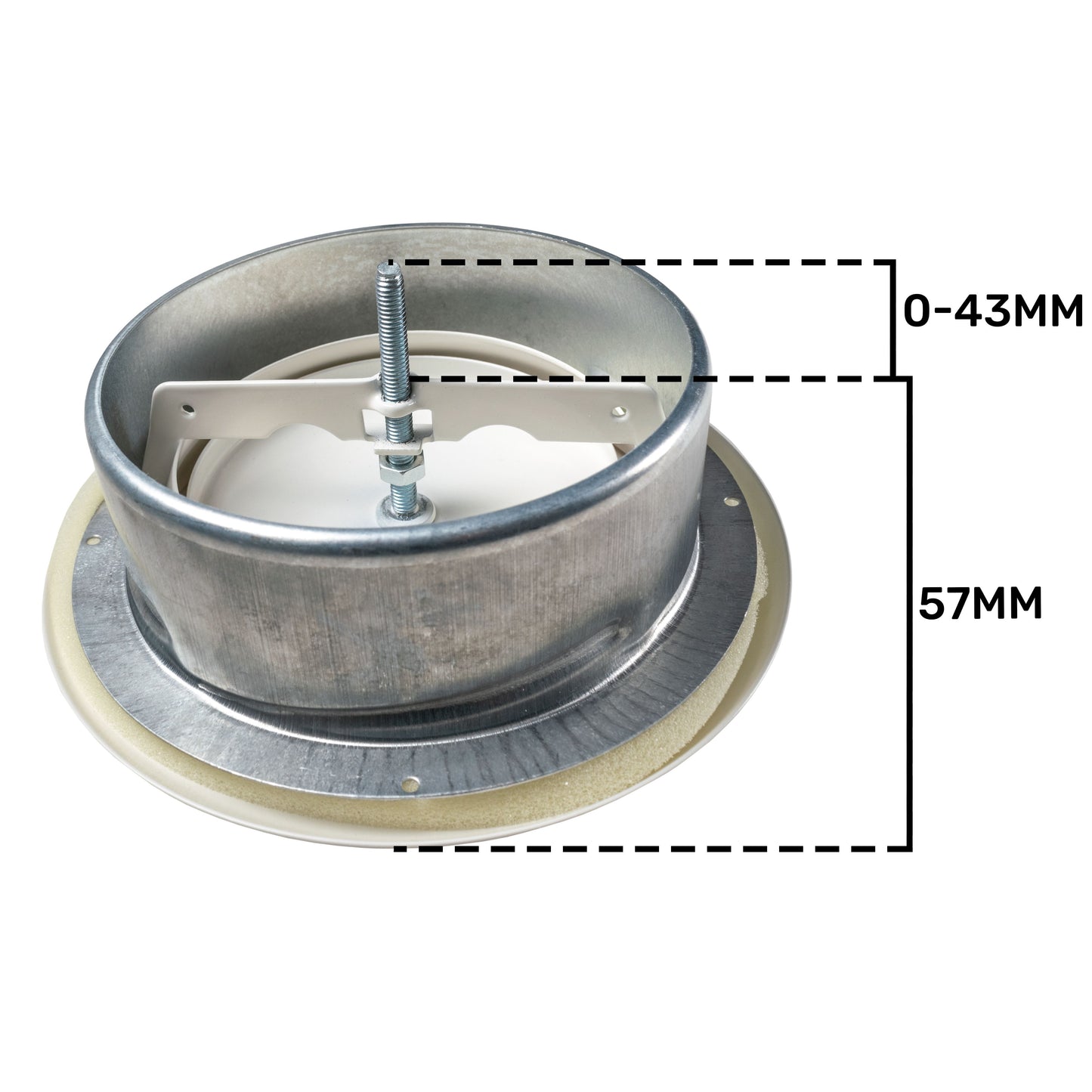White Metal Extract Ceiling Valve 125mm - Anemostat EV