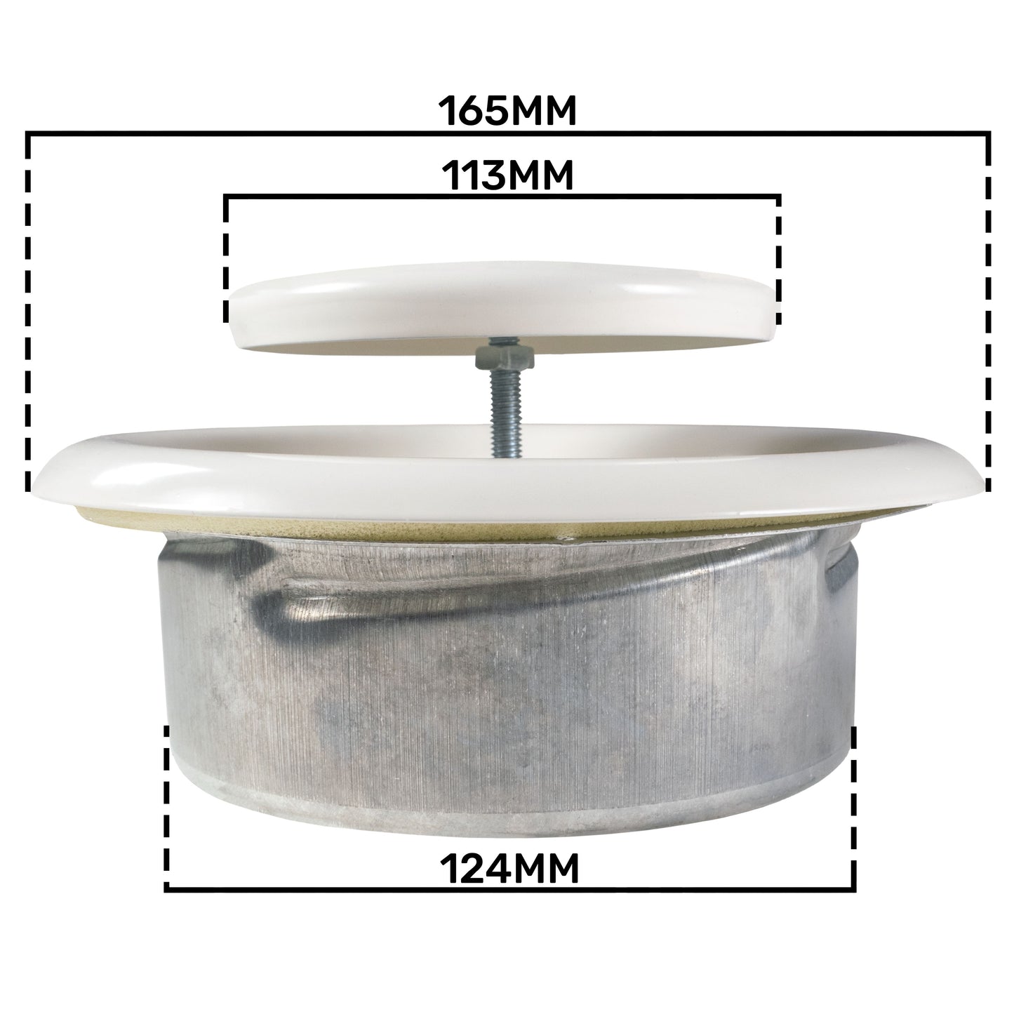 White Metal Extract Ceiling Valve 125mm - Anemostat EV