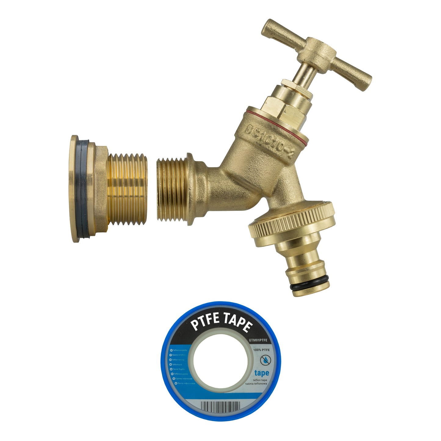 Water Butt Brass Kit 3/4" with Brass Quick Connect Tap