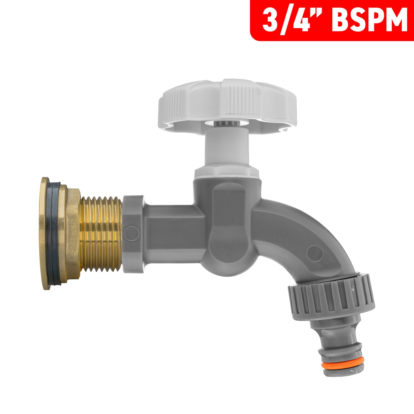 Water Butt Brass Kit 3/4" with Grey Dial Tap and Drill Bit