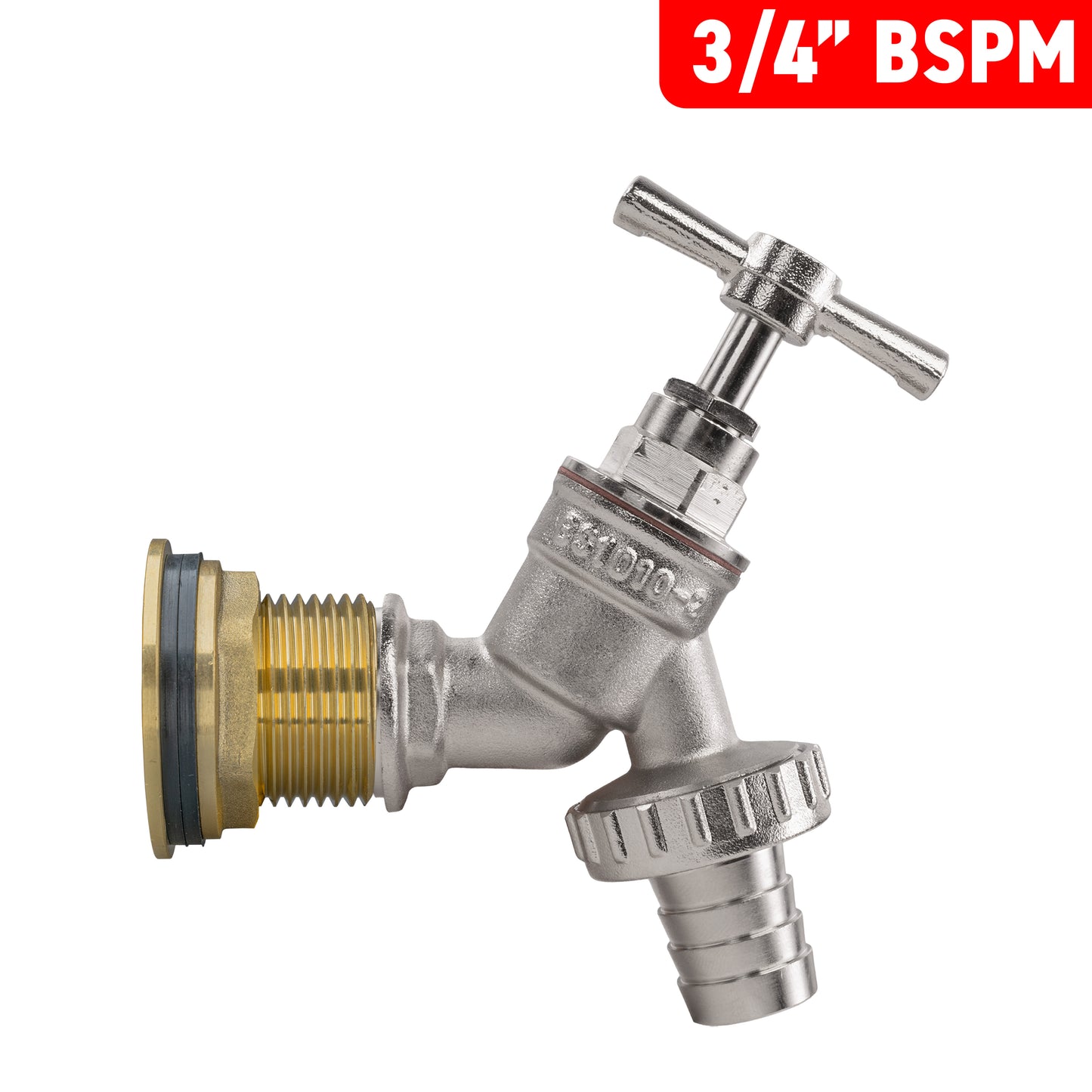 Water Butt Brass Kit 3/4" with Nickel Plated Brass Barbed Tap and Drill Bit