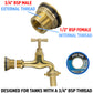 Water Butt Brass Kit 3/4" with 19mm Barbed Polished Brass Tap and Drill Bit