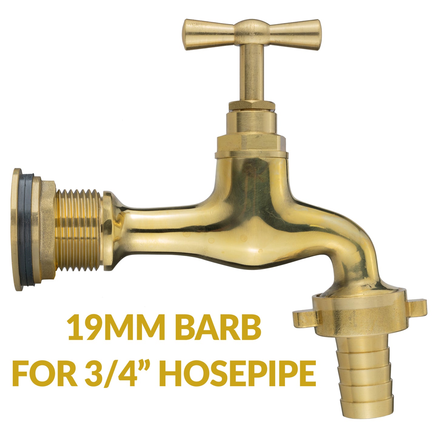 Water Butt Brass Kit 3/4" with 19mm Barbed Polished Brass Tap and Drill Bit