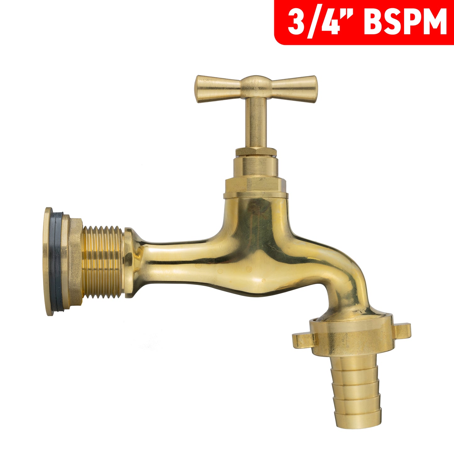 Water Butt Brass Kit 3/4" with 19mm Barbed Polished Brass Tap and Drill Bit