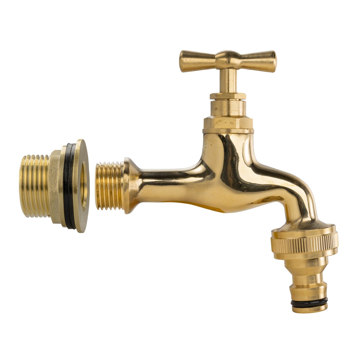 Water Butt Brass Kit 3/4" with Quick Connect Polished Brass Tap and Drill Bit