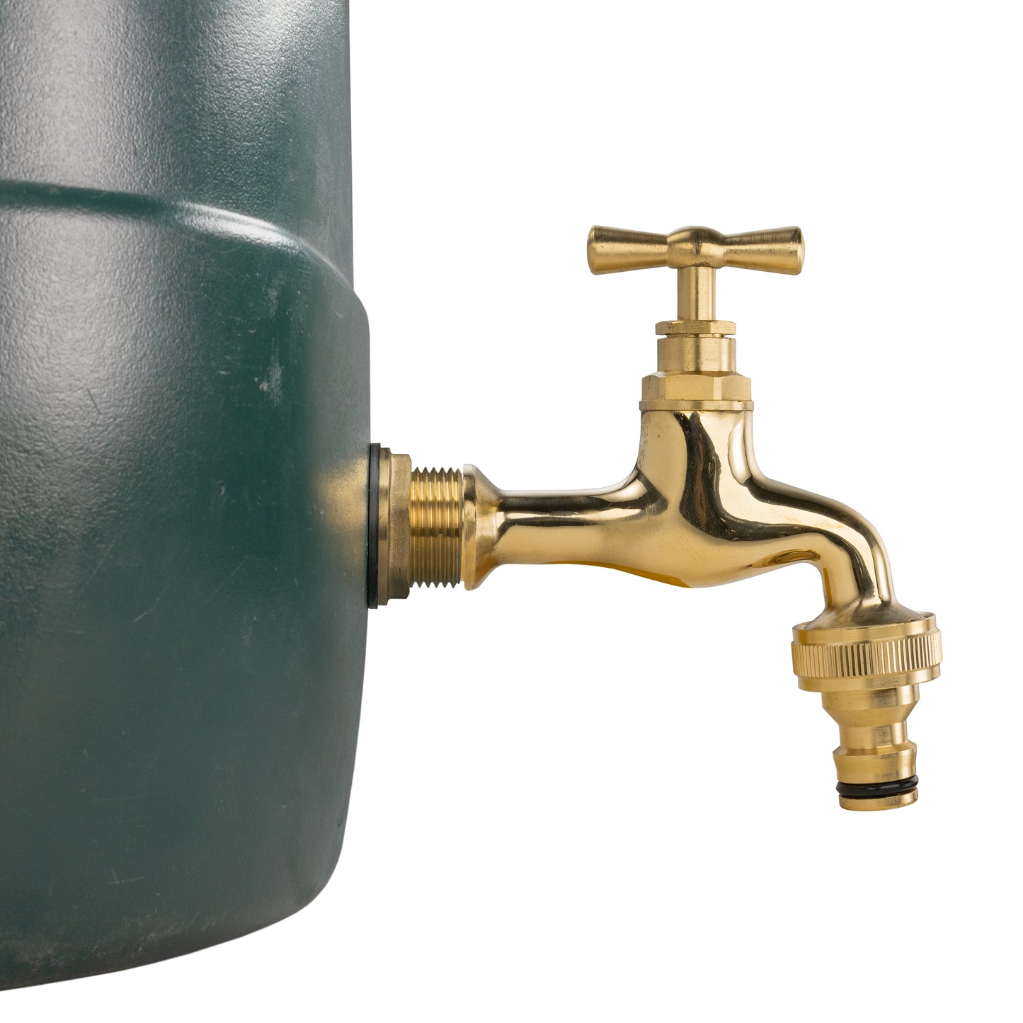 Water Butt Brass Kit 3/4" with Quick Connect Polished Brass Tap and Drill Bit