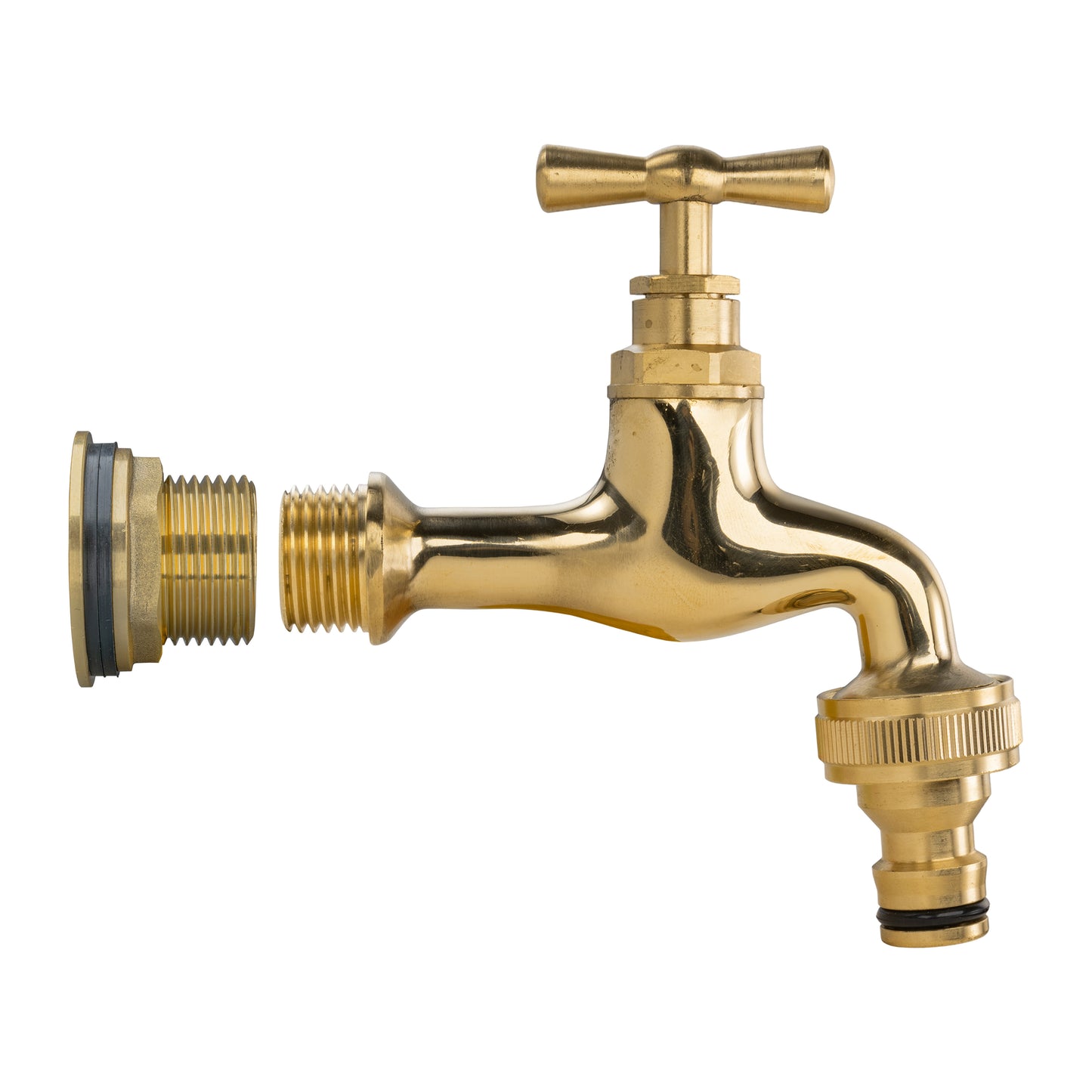 Water Butt Brass Kit 3/4" with Quick Connect Polished Brass Tap and Drill Bit