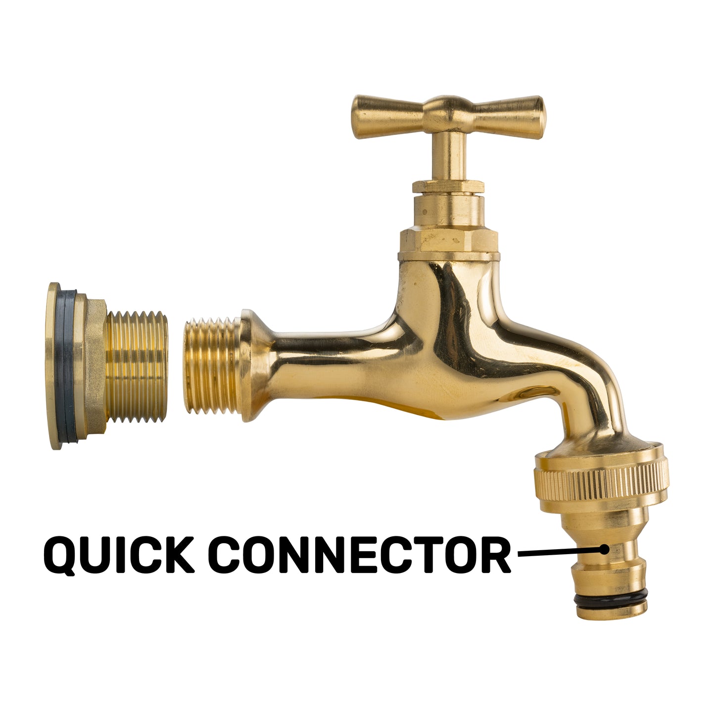 Water Butt Brass Kit 3/4" with Quick Connect Polished Brass Tap and Drill Bit
