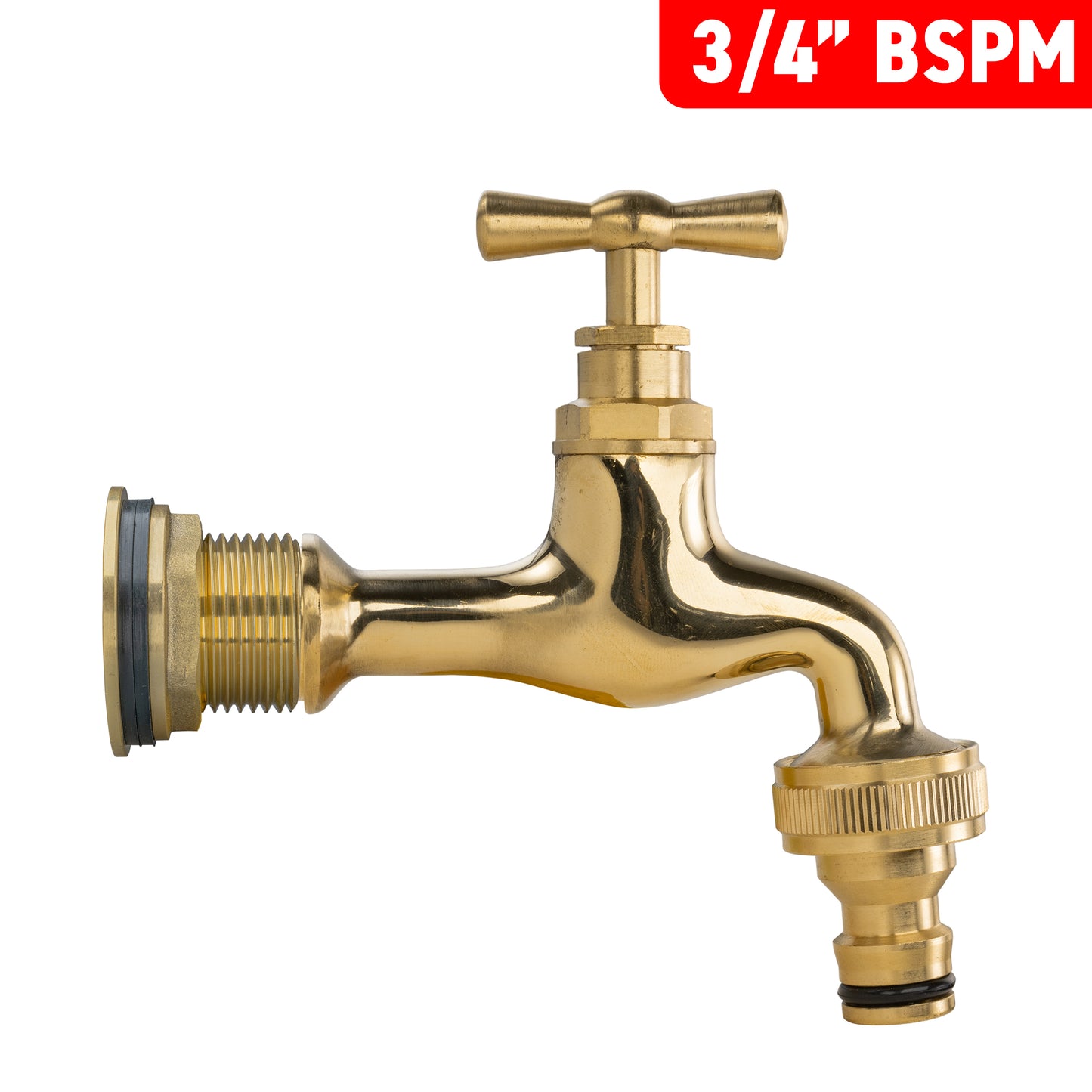 Water Butt Brass Kit 3/4" with Quick Connect Polished Brass Tap and Drill Bit