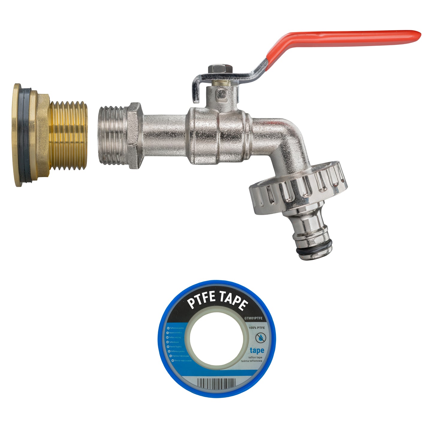 Water Butt Brass Kit 1" with Quick Connect Lever Tap