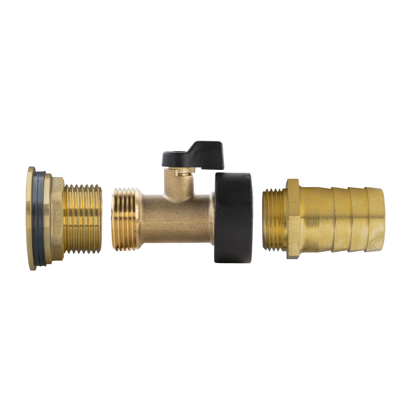 Water Butt Brass Kit 1" with Brass Valve + 25mm Barb and Drill Bit
