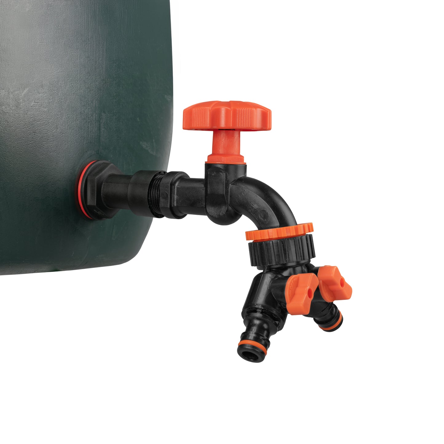 Water Butt Extension Kit 1/2" with Black Dial Tap + Two-Way Splitter and Drill Bit