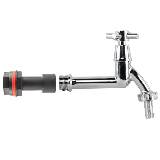 Water Butt Extension Kit 1/2" with Extended Brass Chrome Tap ½” Barb