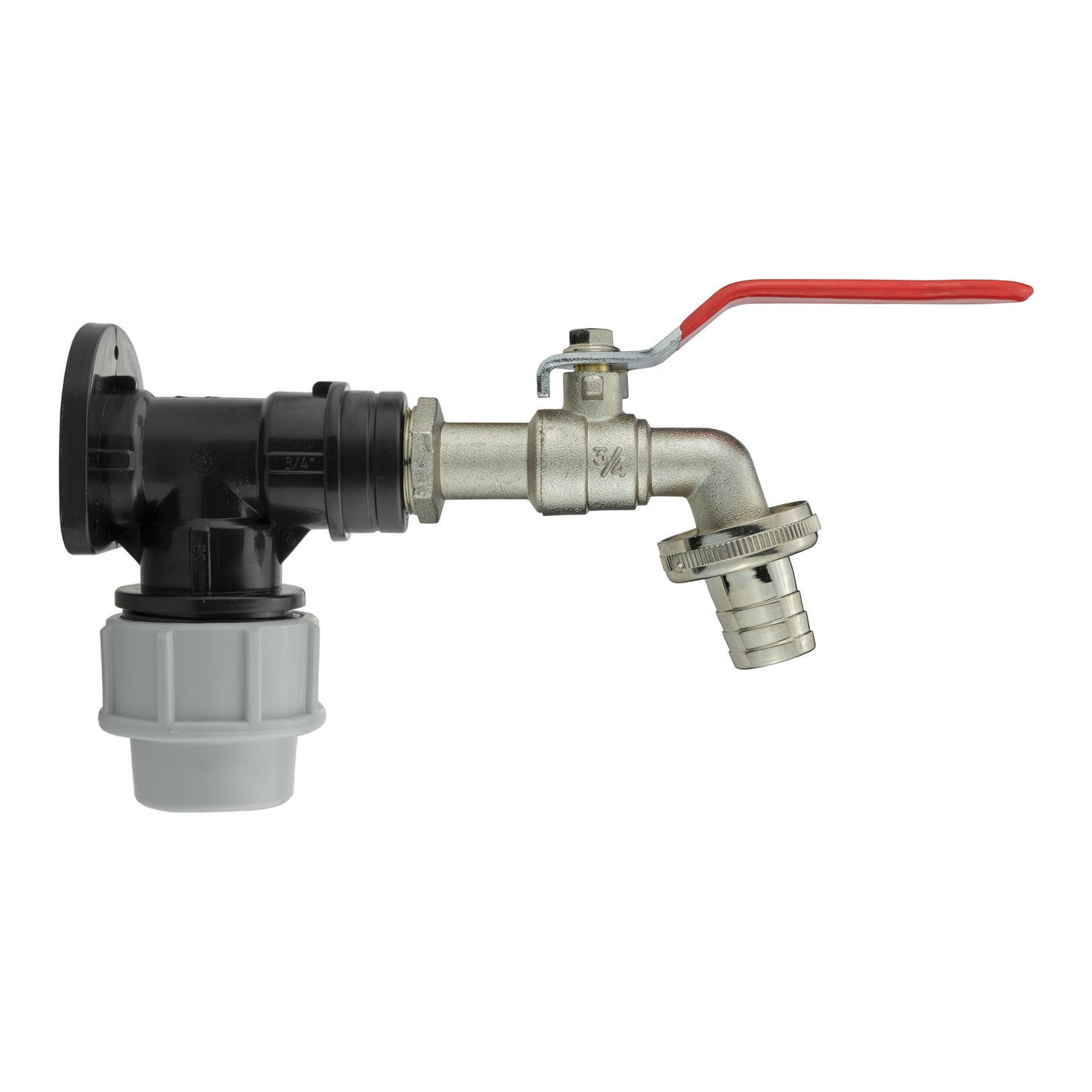 Wall Flange Kit 25mm MDPE + Lever Tap 3/4" Barb