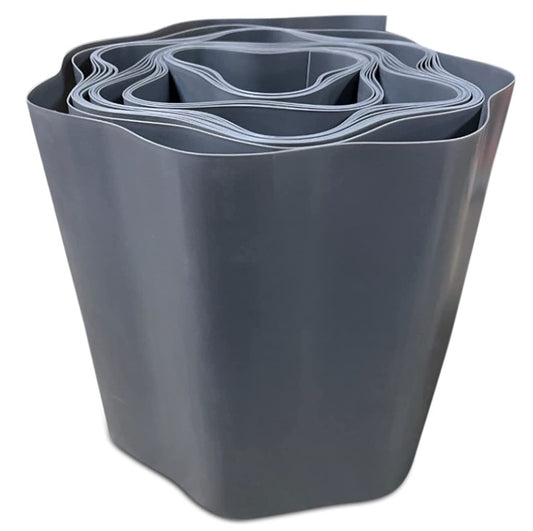 X001S36933 x24,	Enhance Your Garden Design with 9 Metres, Grey Flexible Plastic Lawn Edging - Durable, Weatherproof, and Frost-Resistant! 15cm Height. Set by MYPURECORE