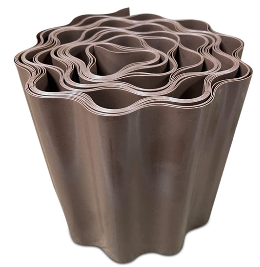 X001S38AZN x24, Enhance Your Garden Design with 9 Metres, Brown Flexible Plastic Lawn Edging - Durable, Weatherproof, and Frost-Resistant! 15cm Height. Set by MYPURECORE