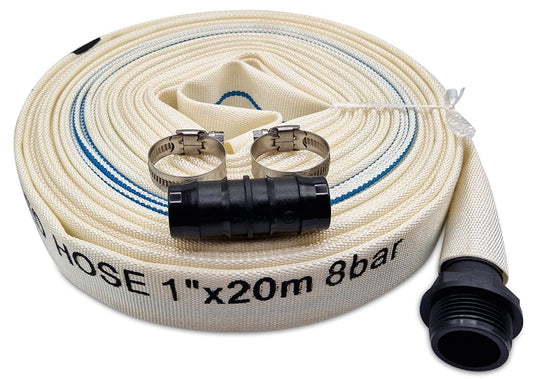 X001SB2RJZ x12, Ultimate Heavy Duty Discharge Hose Pipe Set - 20m x 25mm Diameter, Complete with 2 Clips, Joiner Coupler, and Pond Connector for use with Submersible & Other Water Pumps. Set by MYPURECORE
