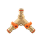 3 Way Male Snap-On Connector Brass with Valves and 3 x Brass Female Hose Connectors