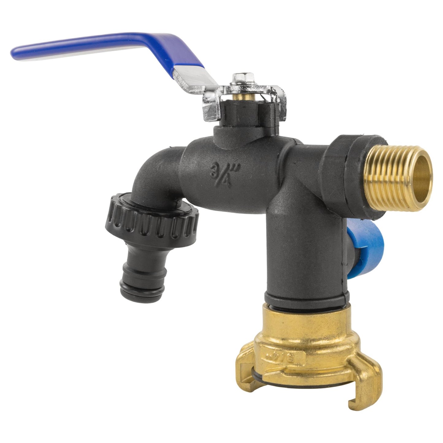 Garden Double Blue/Black Lever Tap + Geka Type Claw Outlet