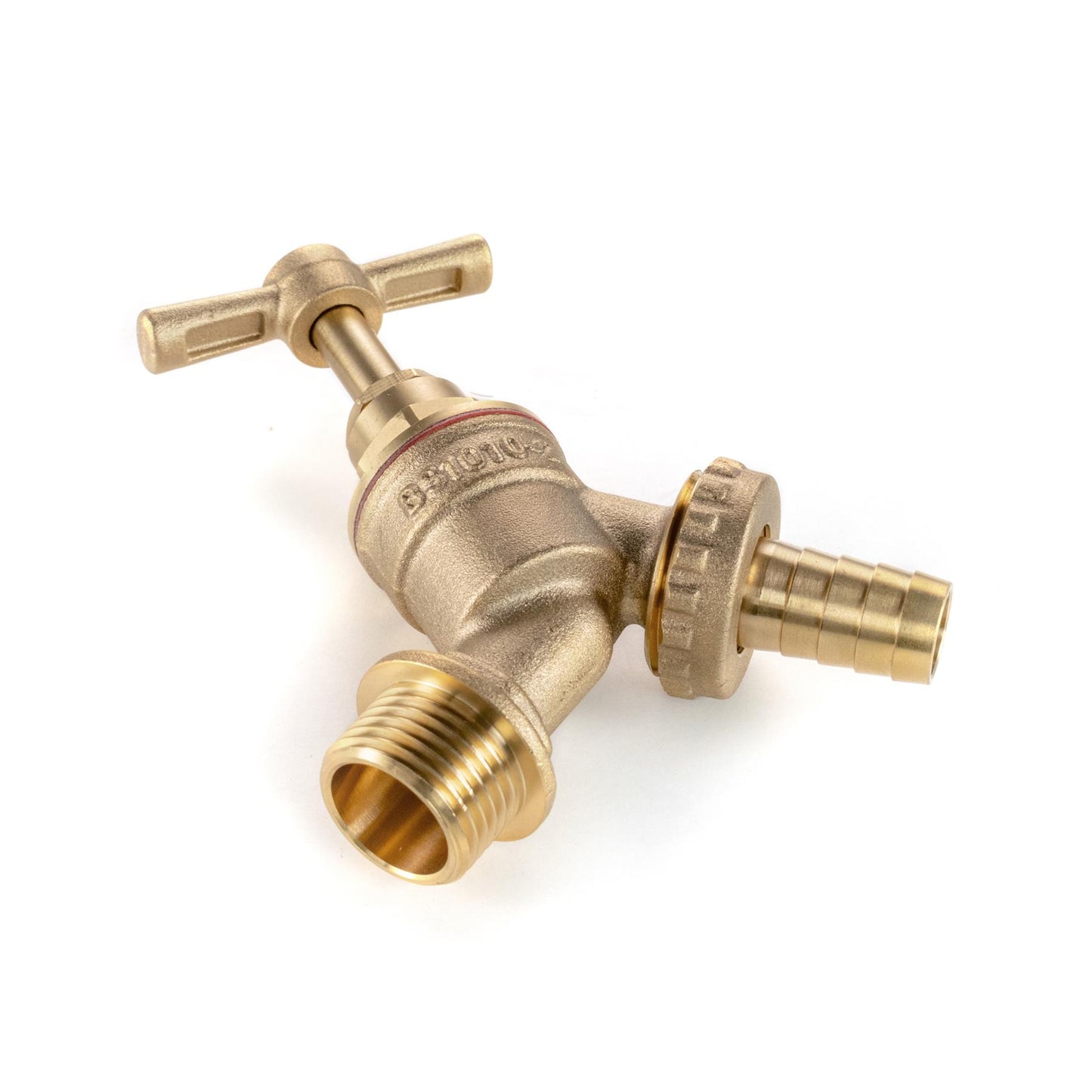 Brass Bib Tap 3/4" Barb with MDPE Tee 32mm - 3/4" BSPF