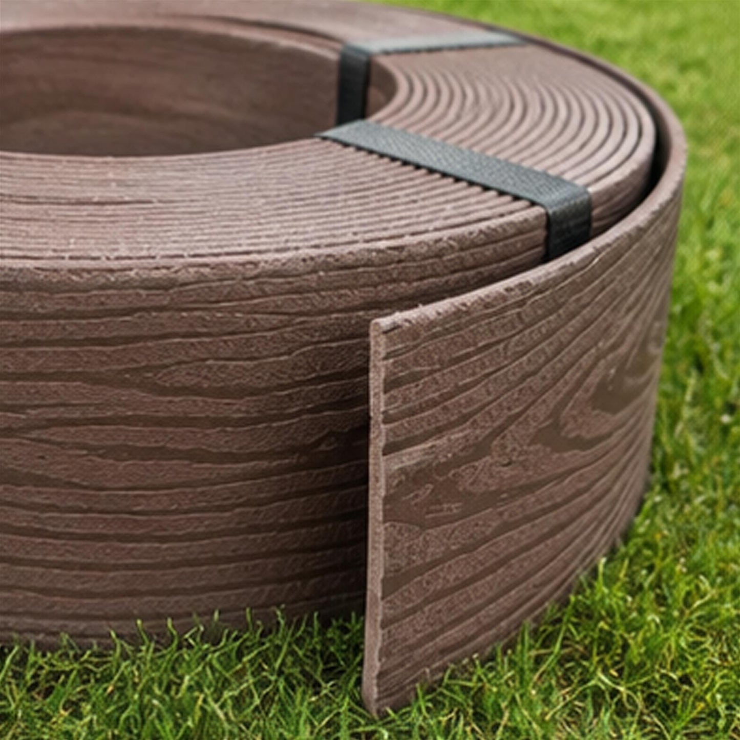 Lawn Edging Heavy Duty Wood Effect 78mm High, 2.8mm Thick, 10 Metre Roll