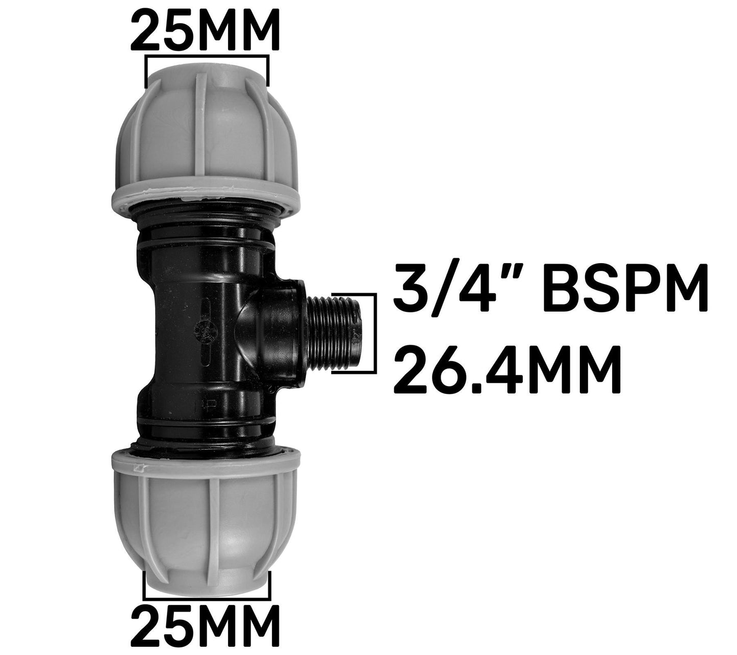 MDPE Tee 25mm - Valve - 15mm Copper Fitting Kit