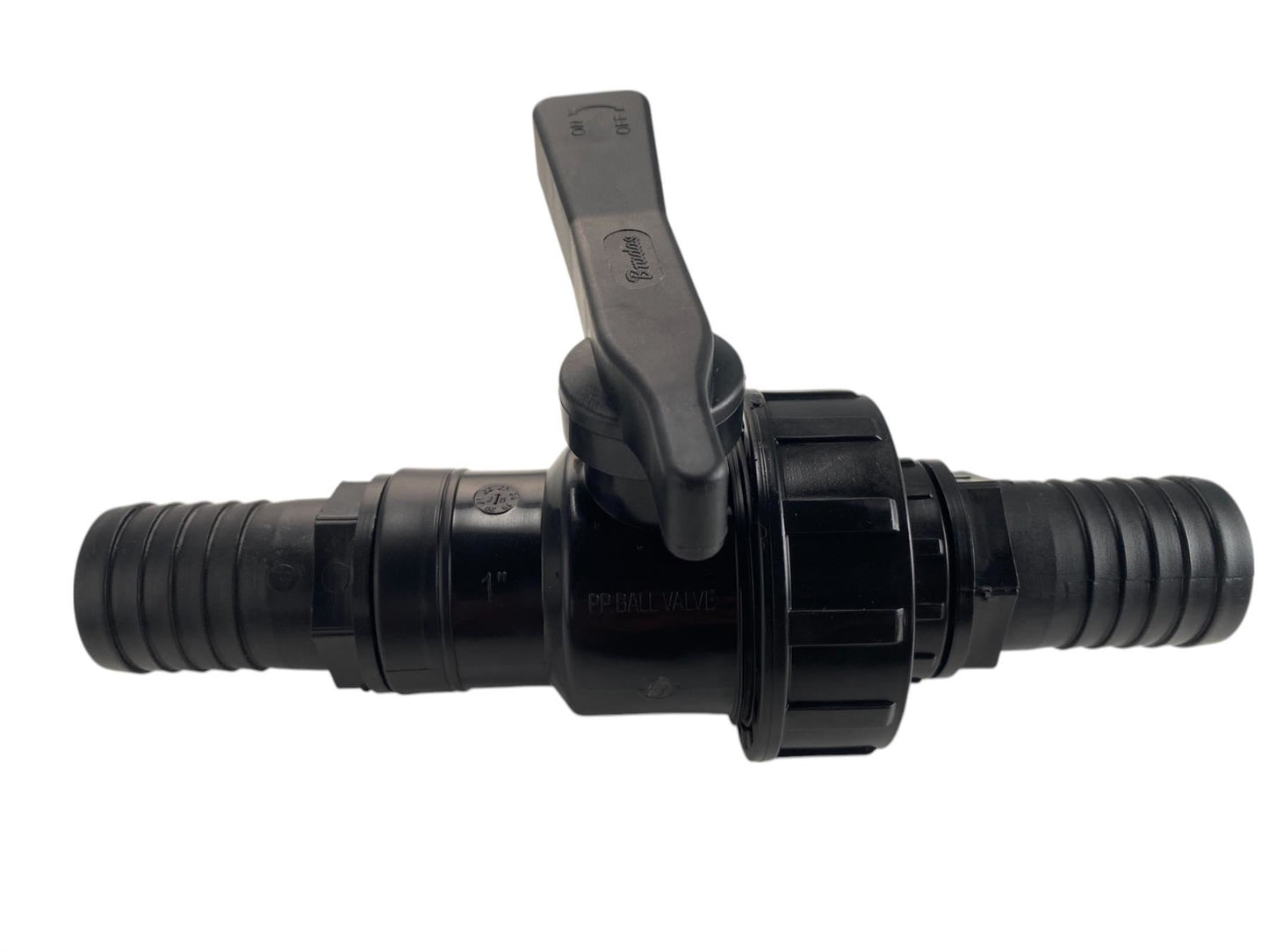 Full Flow Single Union Ball Valve 1"BSPF with 32mm Barb Connector Kit