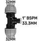 Swivel IBC Extender + Valve + MDPE 32mm Tee