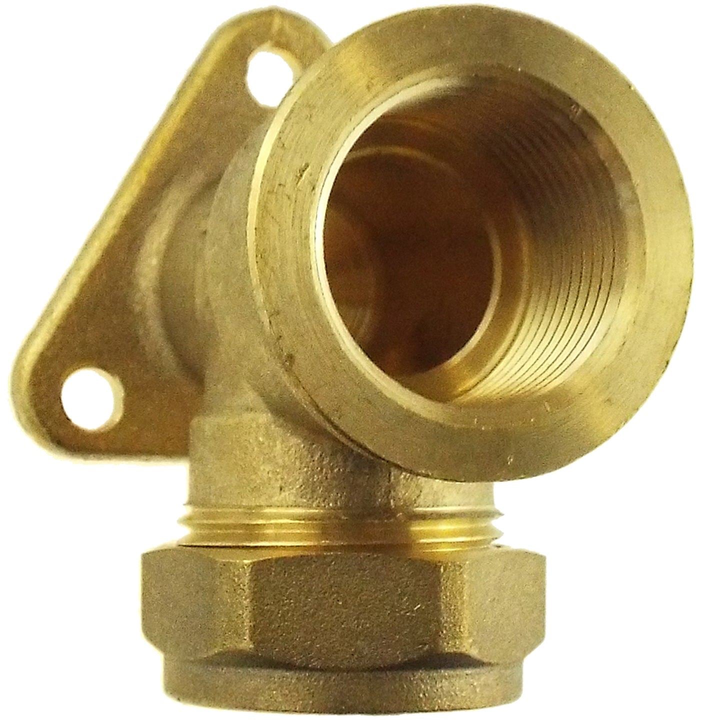 15mm Brass Wall Flange Kit with Garden Lever Double Tap Black/Blue and PTFE Tape Kit