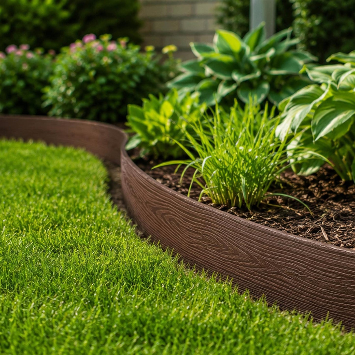 Lawn Edging Heavy Duty Wood Effect 78mm High, 2.8mm Thick, 10 Metre Roll