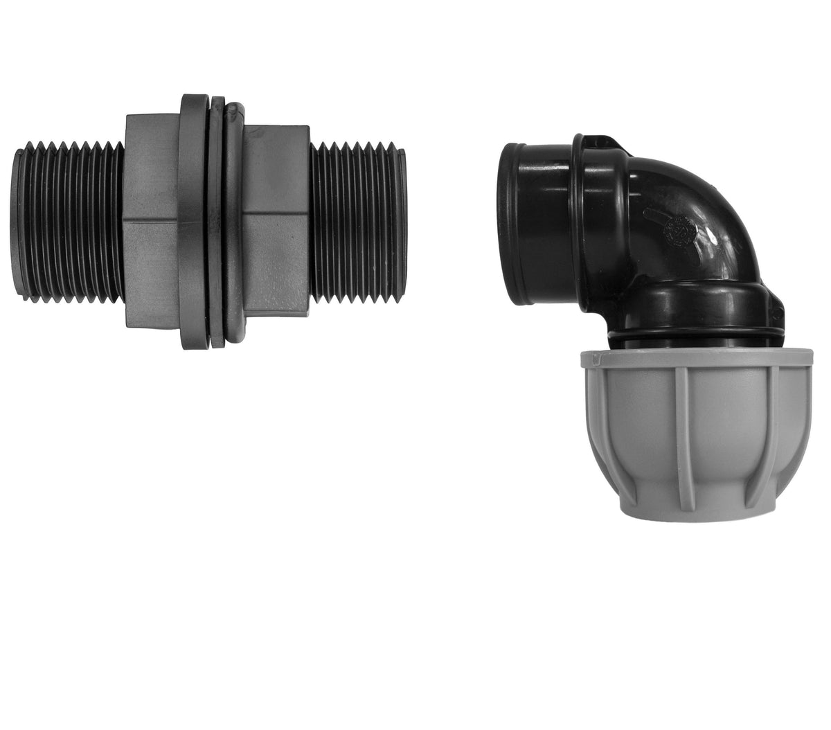 Water Butt Connector with Nut & Washer 3/4" BSPM + MDPE Elbow 32mm