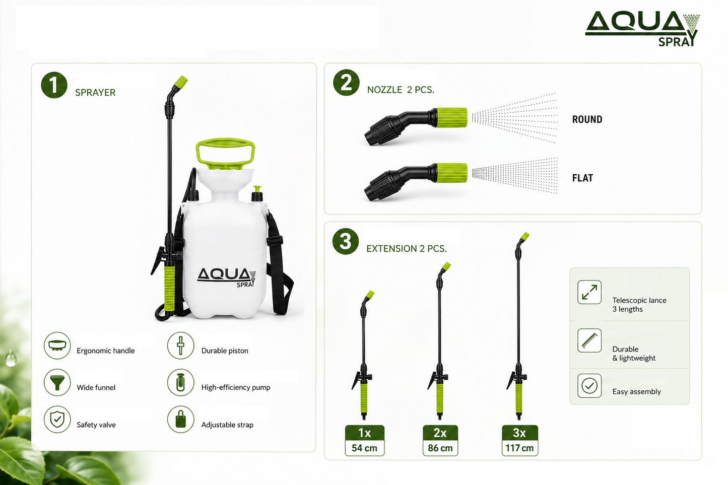 Aqua Spray 3L Telescopic Spray Lance with 2 Nozzles