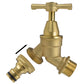 Brass Bib Tap Kit with Barb/Quick Connect Outlet, ½” and ¾” BSP Thread Inlet