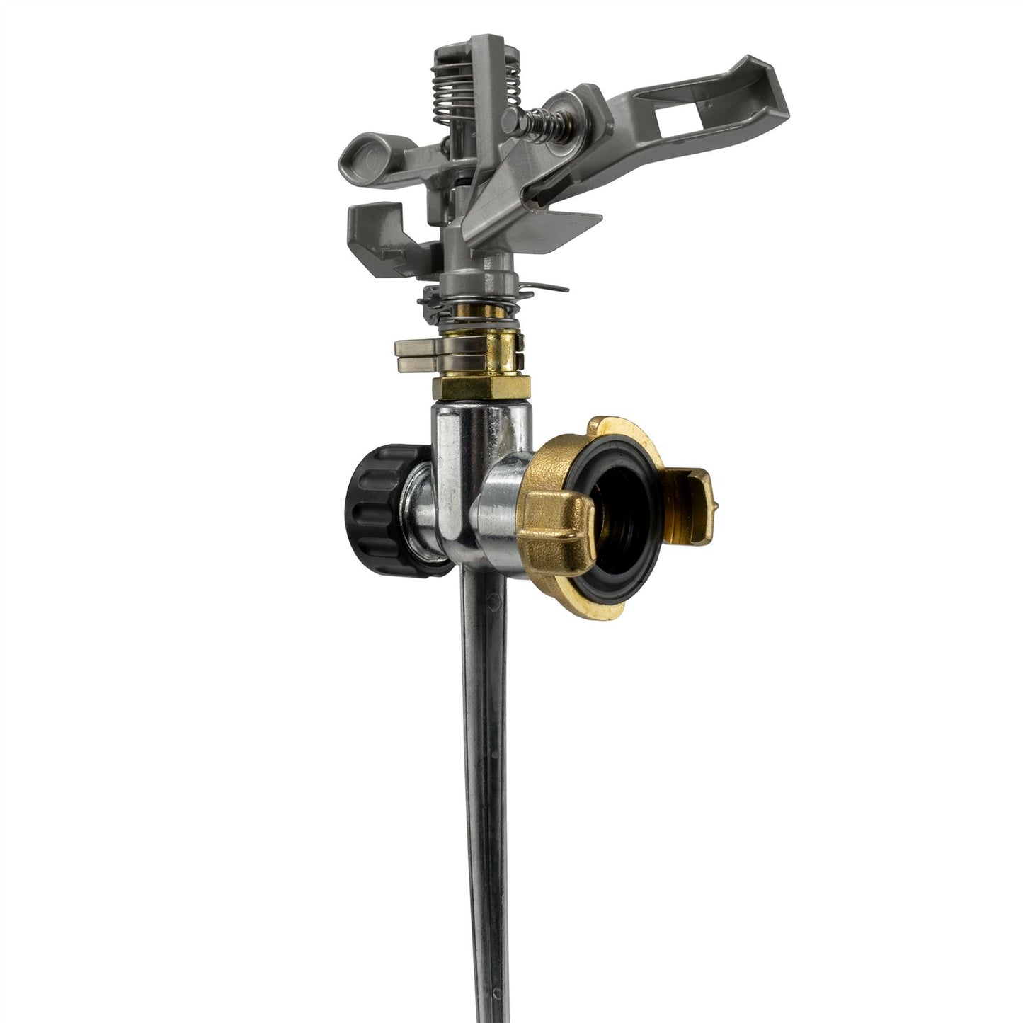 Pulsating Lawn Sprinkler with Metal Spike and Geka Type Outlet