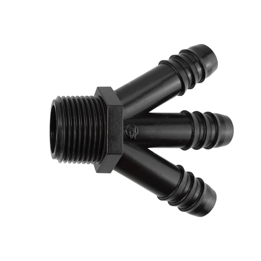 Three Way Y Irrigation 16mm Barbed – ¾” BSPM Connector