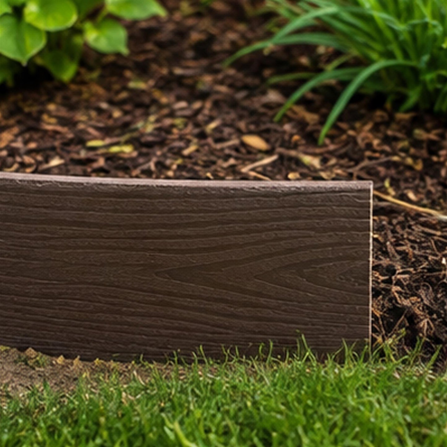 Lawn Edging Heavy Duty Wood Effect 78mm High, 2.8mm Thick, 10 Metre Roll