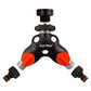2-Way Tap Connector Snap-On Outlet Metal Black/Orange + 2 x Hose Connectors