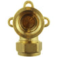 15mm Brass Wall Flange Kit with Garden Lever Double Tap Black/Blue and PTFE Tape Kit