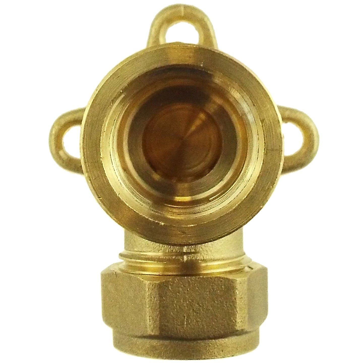 15mm Brass Wall Flange Kit with Garden Lever Double Tap Black/Blue and PTFE Tape Kit