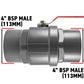 Stainless Steel Ball Valve 4" BSP + 100mm Barb + Camlock Type F