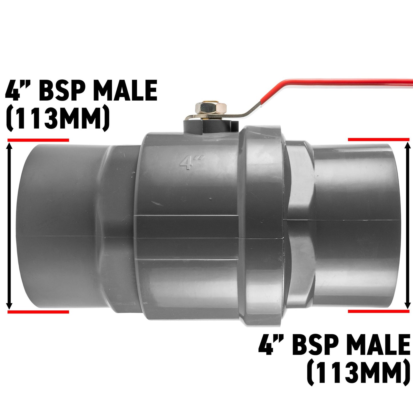 Stainless Steel Ball Valve 4" BSP + 100mm Barb + Camlock Type F