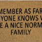 Doormat 60cm x 40cm - 'Remember As Far As Anyone Knows We Are A Nice Normal Family'