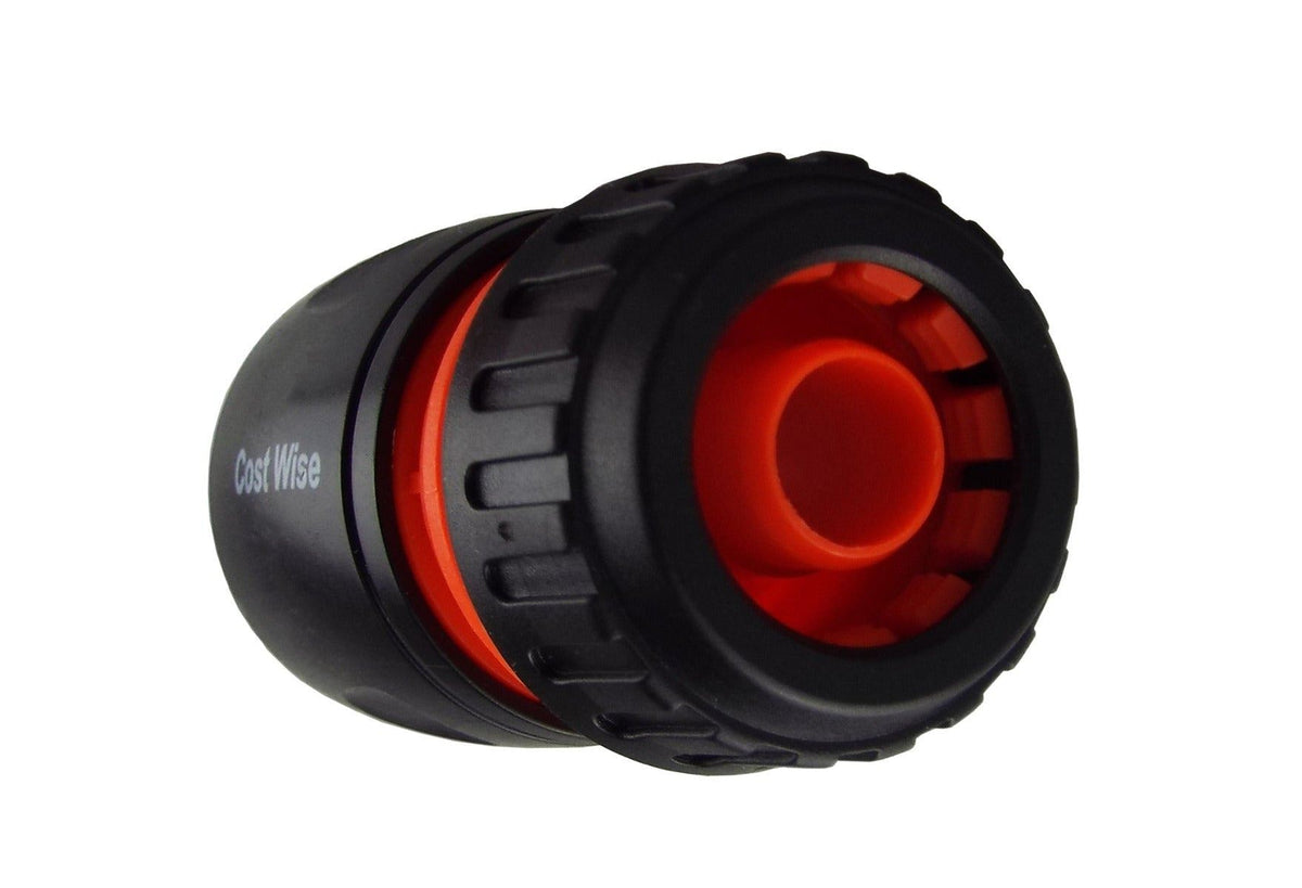 2-Way Tap Connector with 3/4" and 1" BSP Inlet and 2 x Hose Connectors (Black/Orange)