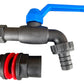 3/4" BSP - 1/2" BSP Water Butt Fitting with Black Lever Barb Tap