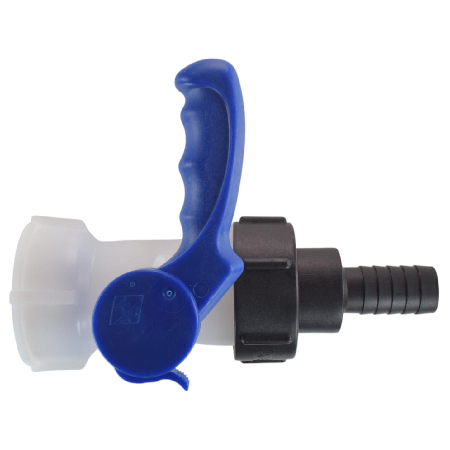 IBC 2" S60X6 Thread Valve with S60X6 to 1" Hose Tail