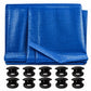 Tarpaulin 50GSM Blue with 10 x Clip-On Eyelets Black