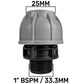 Swivel IBC Extender + Valve + MDPE Straight 25mm