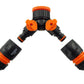 2-Way Tap Connector with 3/4" and 1" BSP Inlet and 2 x Hose Connectors (Black/Orange)