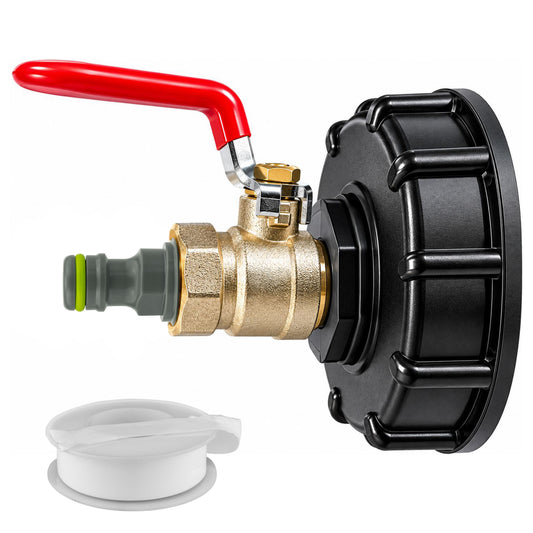 IBC 155mm Top Cap with 1/2" Metal Lever Valve and Quick Connector